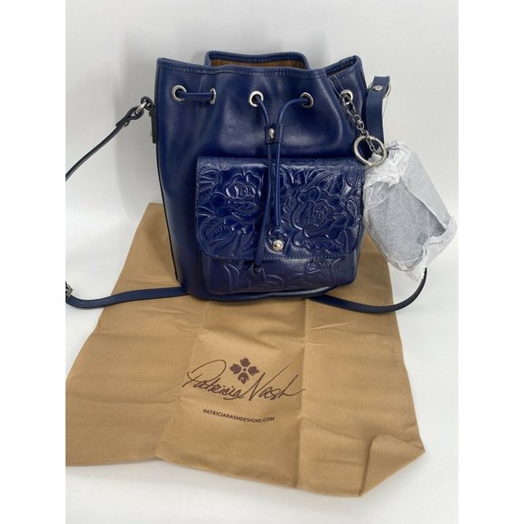 COPY - Patricia Nash Sabina Leather Drawstring Purse Bag & Pouch Patriot Blue  … - Picture 3 of 6